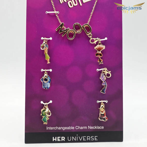 Disney Pixar Inside Out 2 Mood Charm Necklace with 6 Interchangeable Charms New - Picture 2 of 2